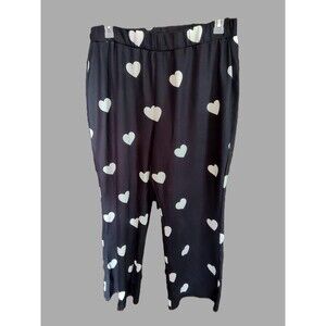 Shein Curve Black Pants with White Hearts - size 3XL